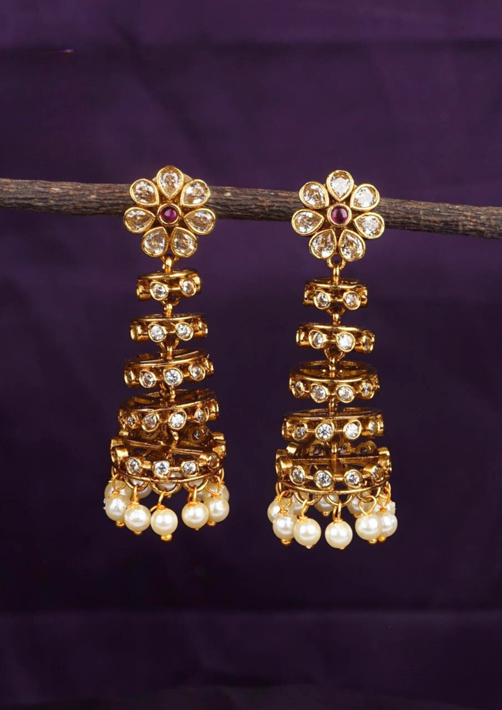 Kundan and beads earrings c103520