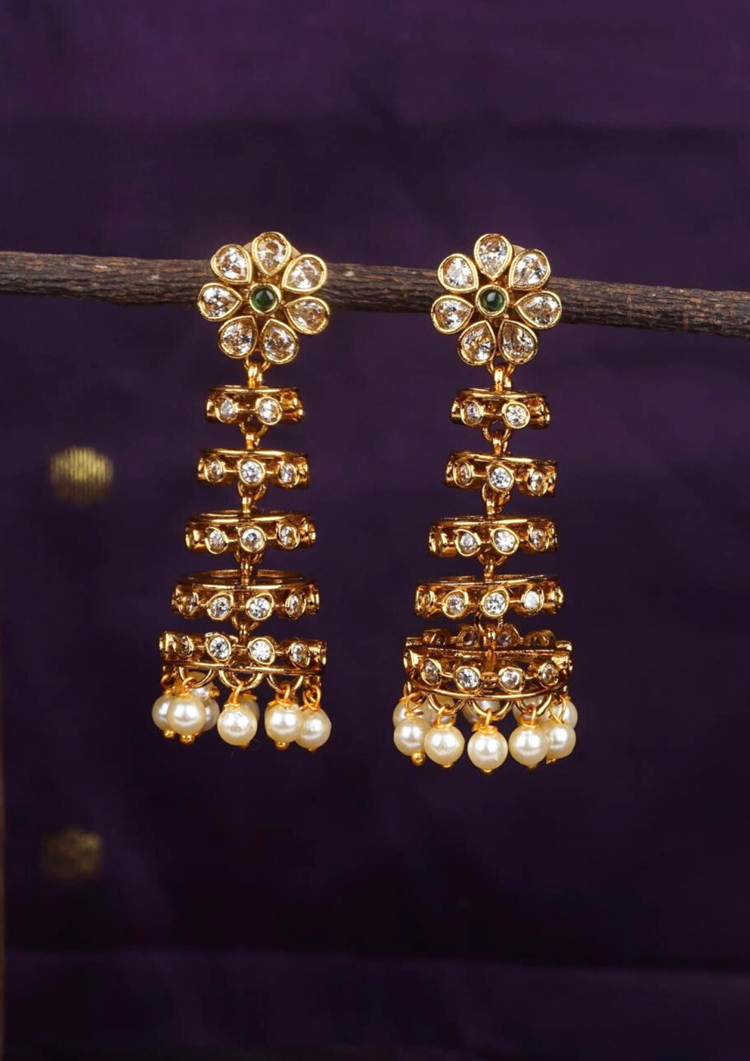 Kundan and beads earrings c103520