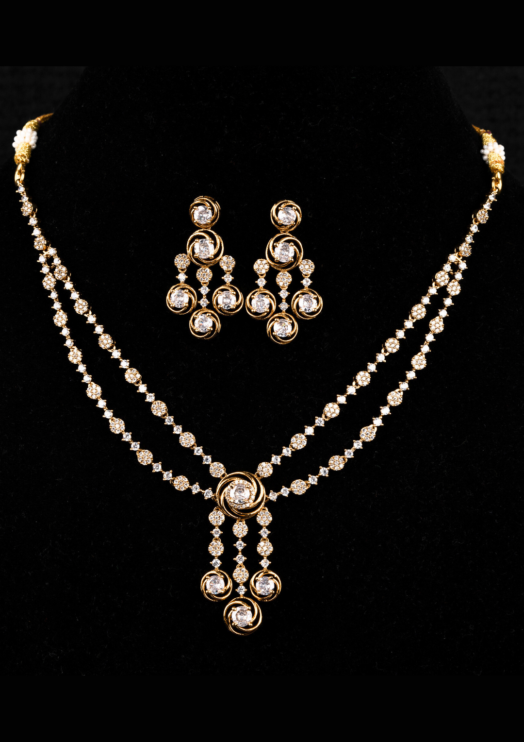 American diamond stone necklace set with earrings SSG 101150