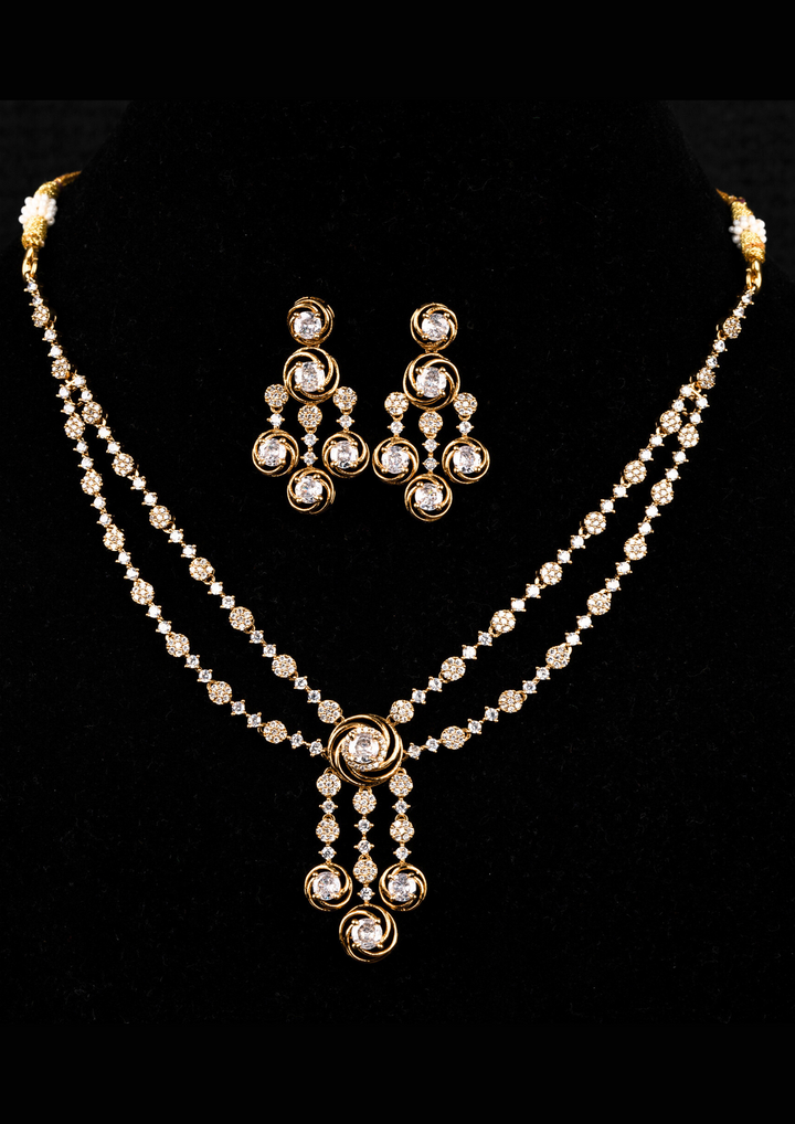 American diamond stone necklace set with earrings SSG 101150