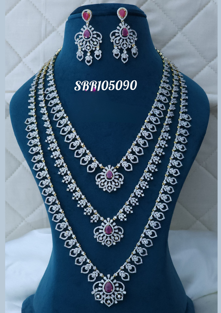 American diamond necklace with earrings sbr 105090