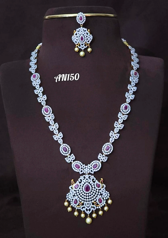 American diamond necklace with earrings AN 150