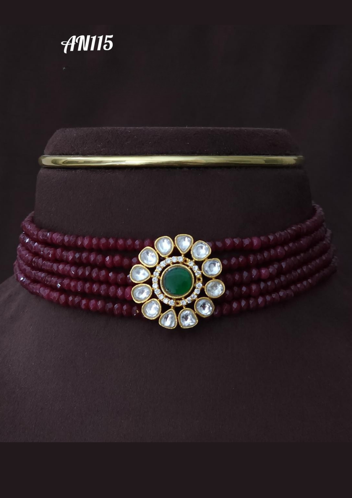 Jadau kundan and beads necklace AN 115