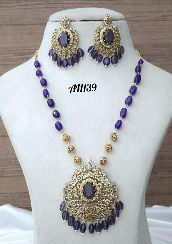 Kundan and beads necklace with earrings AN 139