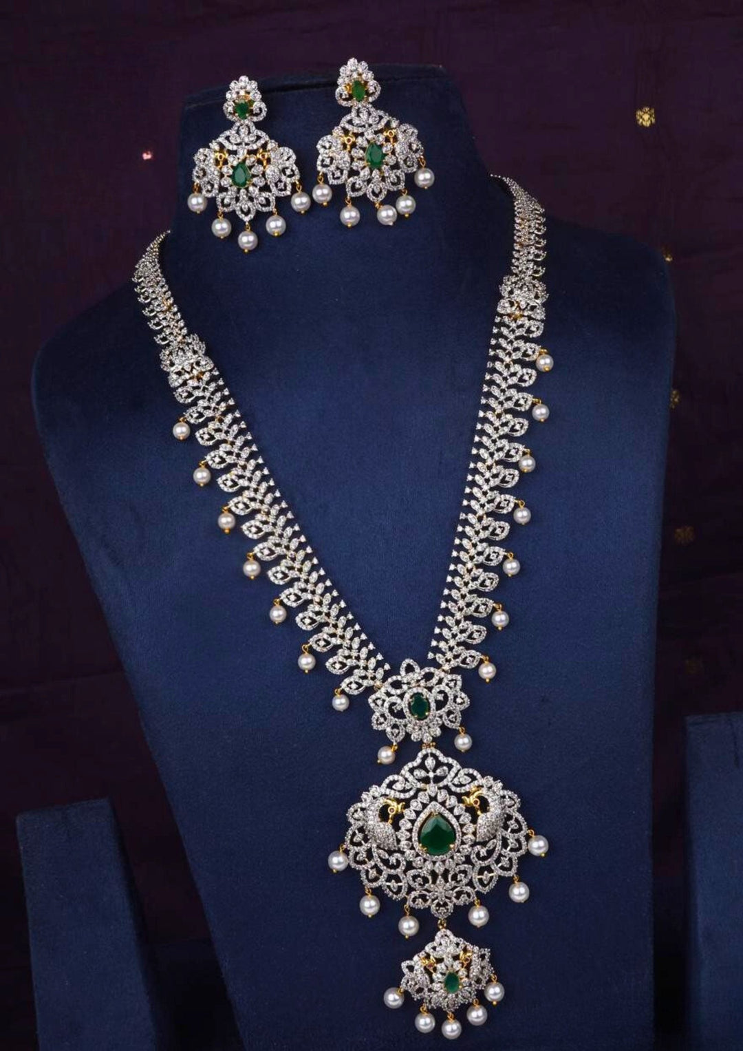 American diamond necklace with earrings c1029020.