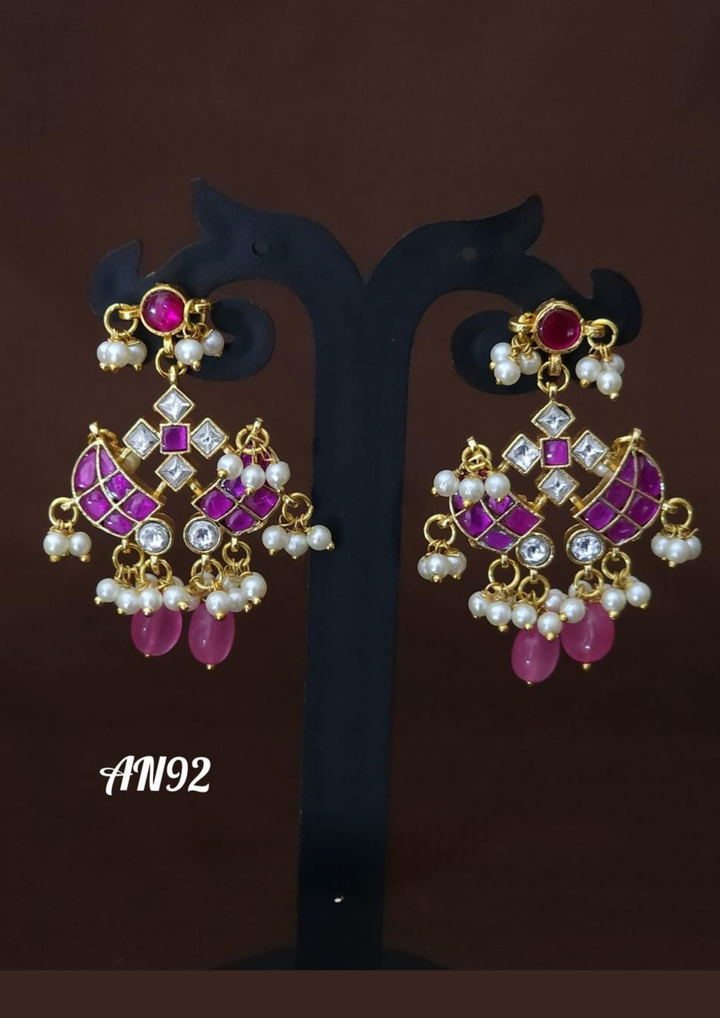 Jadau kundan and beads earrings na 92