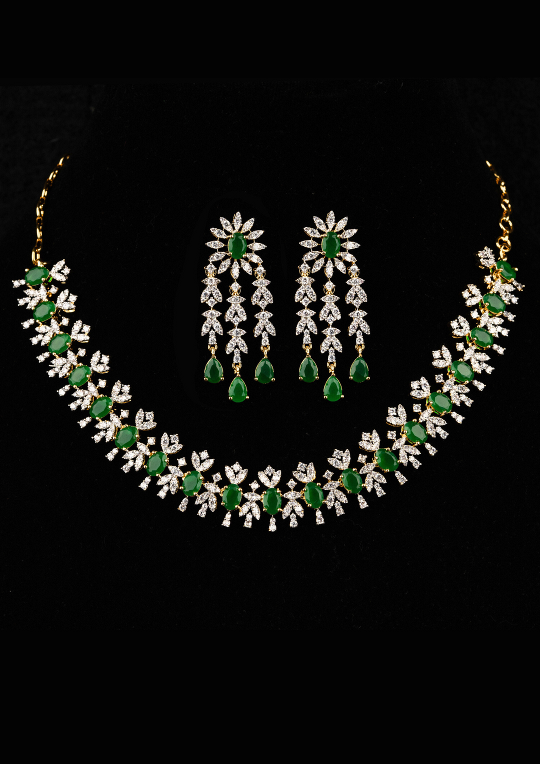American diamond necklace with earrings ssg 101500