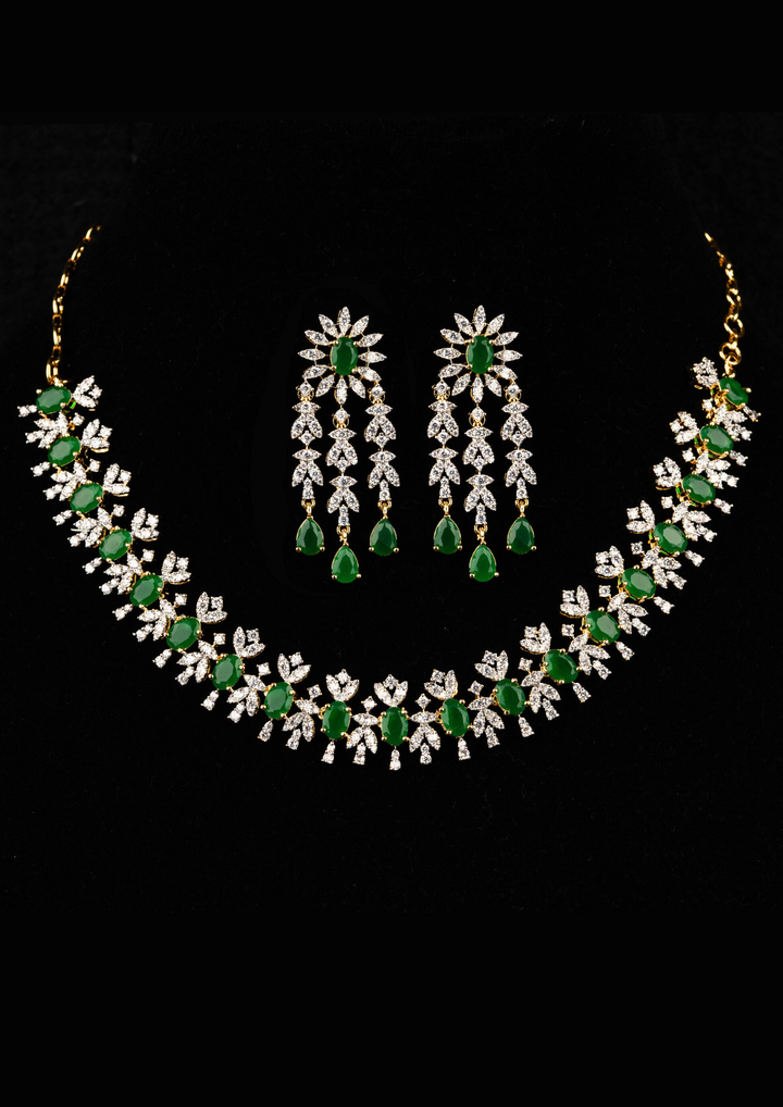 American diamond necklace with earrings ssg 101500