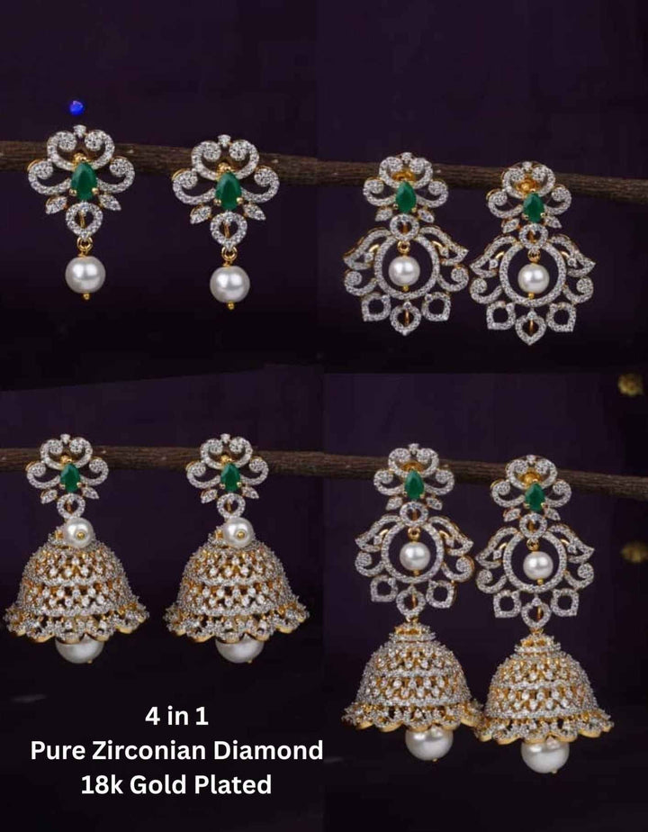 4 in 1 Gold Plated Jhumka Earrings