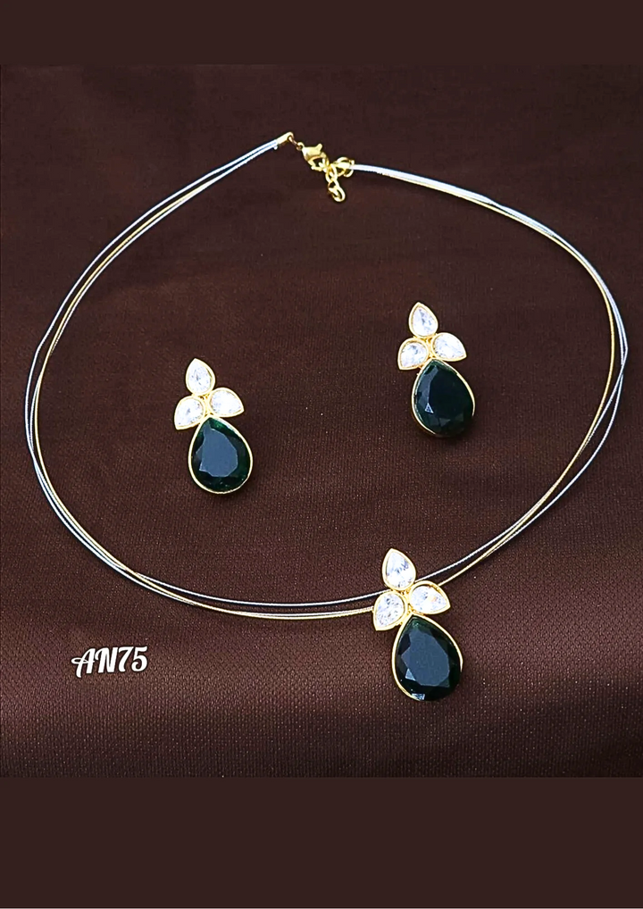 Kundan stone necklace with earrings na 75