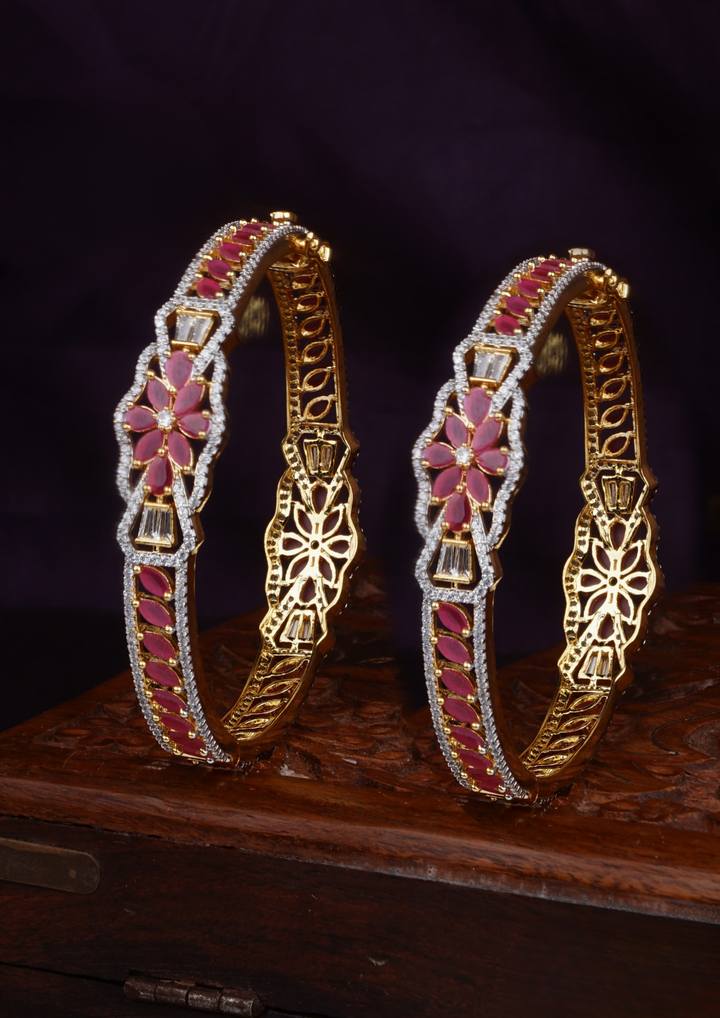 American diamond stone bangles c1012020 (set of 2)