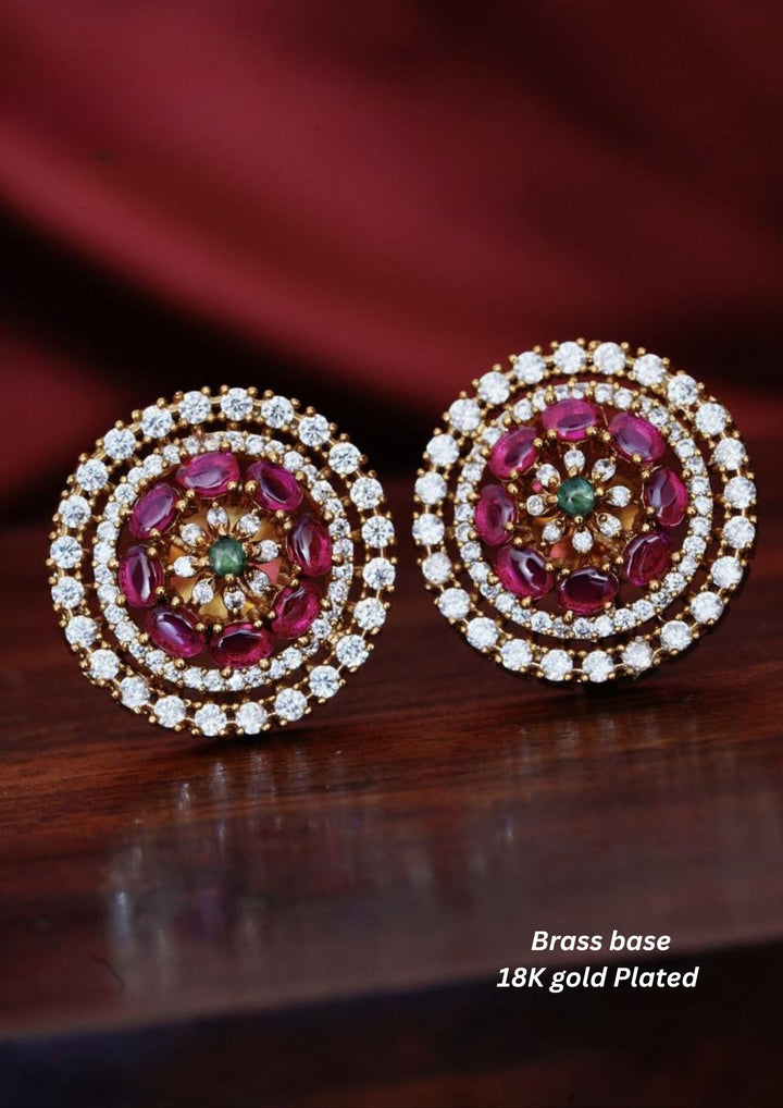 Kundan Brass Base Gold Plated Studs yle120