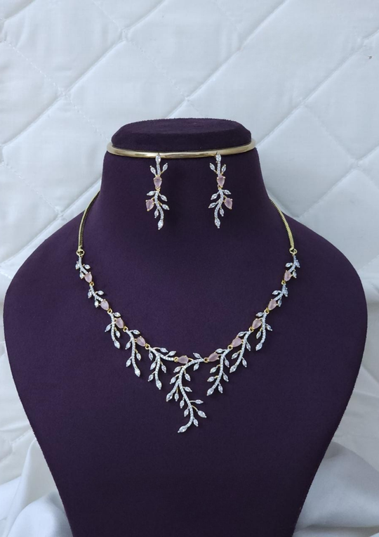 American diamond necklace with earrings AN 116