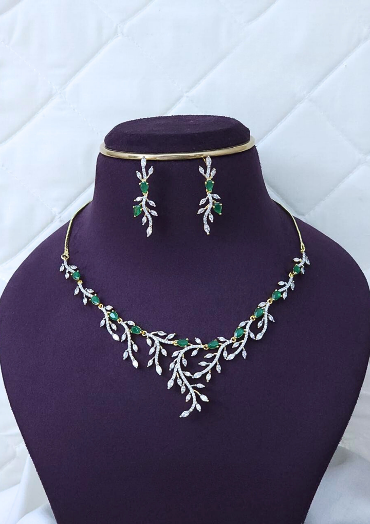 American diamond necklace with earrings AN 116