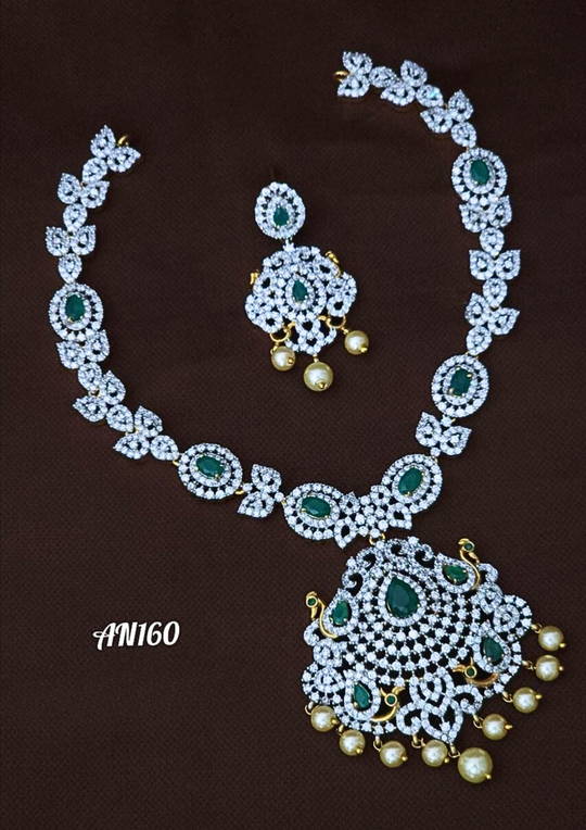 American diamond necklace with earrings AN 160