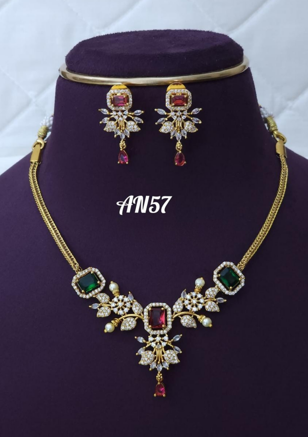 Kundan stone necklace with earrings AN 57
