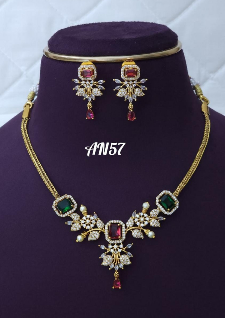 Kundan stone necklace with earrings AN 57