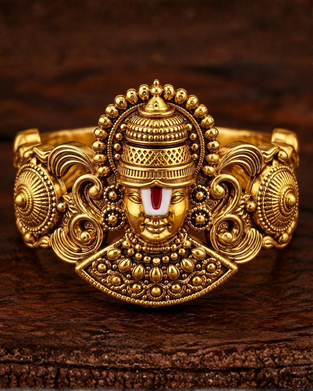 18k Gold Plated Adjustable Balaji Finger Ring