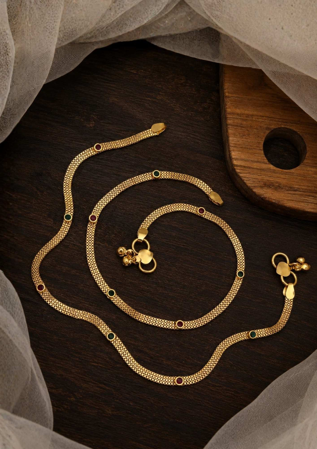 gold plated anklets for daily ware in given image anklets shows very classy and can see very Cleary how it looks tradition for women (pattillu/payal) and can be used for dailyware, festivals , weeding's and brides 