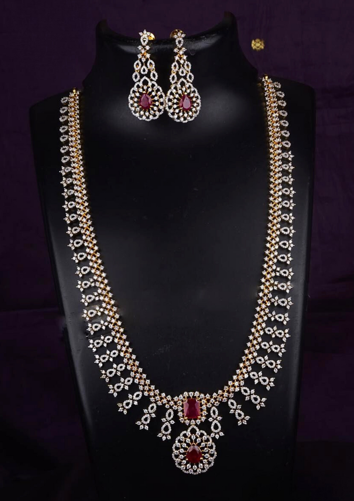 American diamond necklace with earrings lc 1030020
