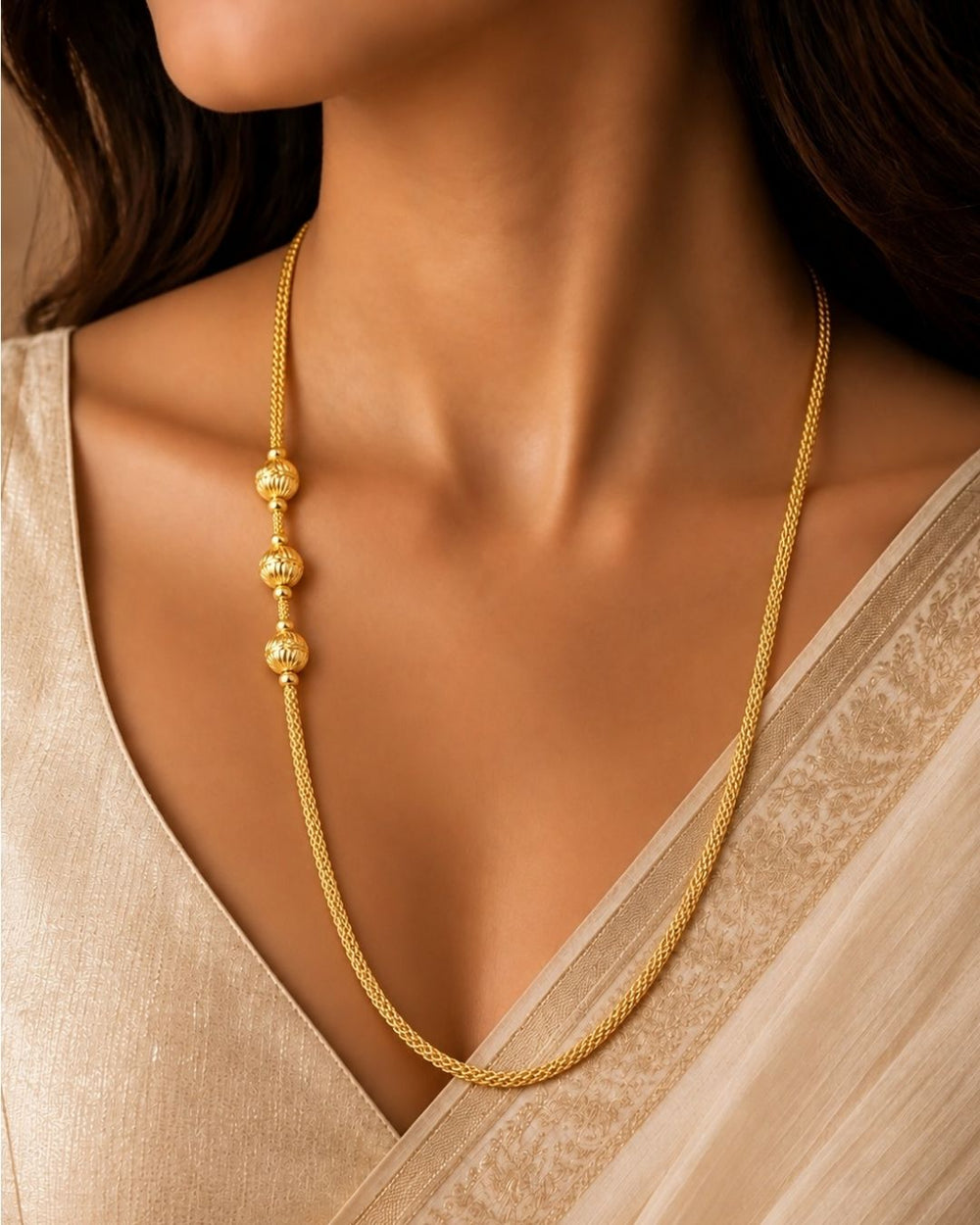 18K gold plated ball design thali chain with waterproof, anti fade used for dailyware , officeware , weddings, festivals and ideal for gifting. 