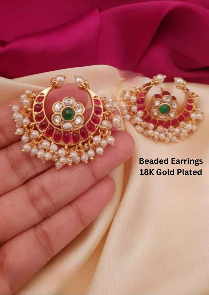 Beaded earrings with gold plating