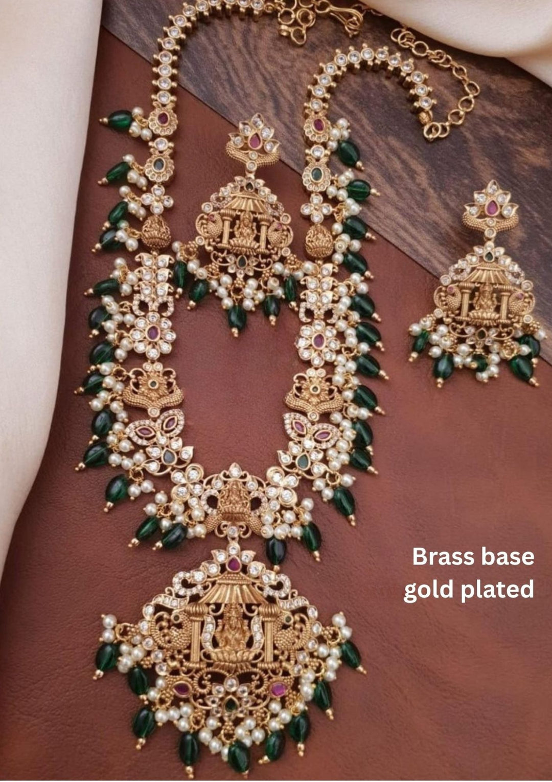 Gold Plated Beaded Lakshmi Necklace set