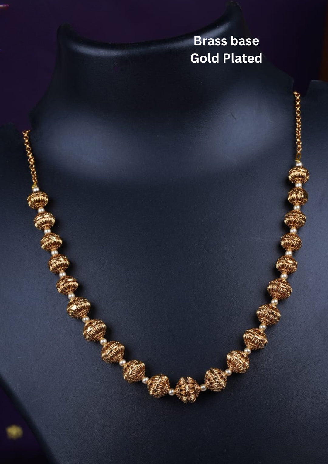 Gold Plated Beaded Necklace For Daily wear 