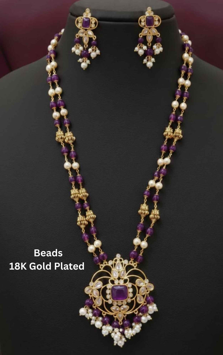18k gold plated  Beaded necklace with earrings