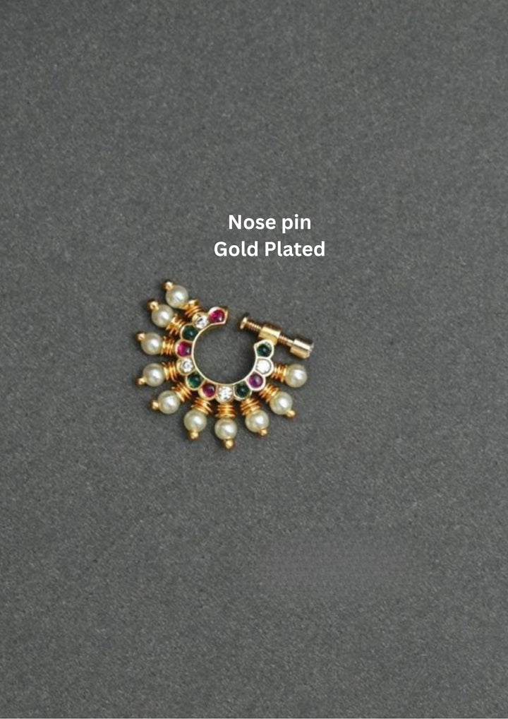 Gold Plated Beaded Nose pin