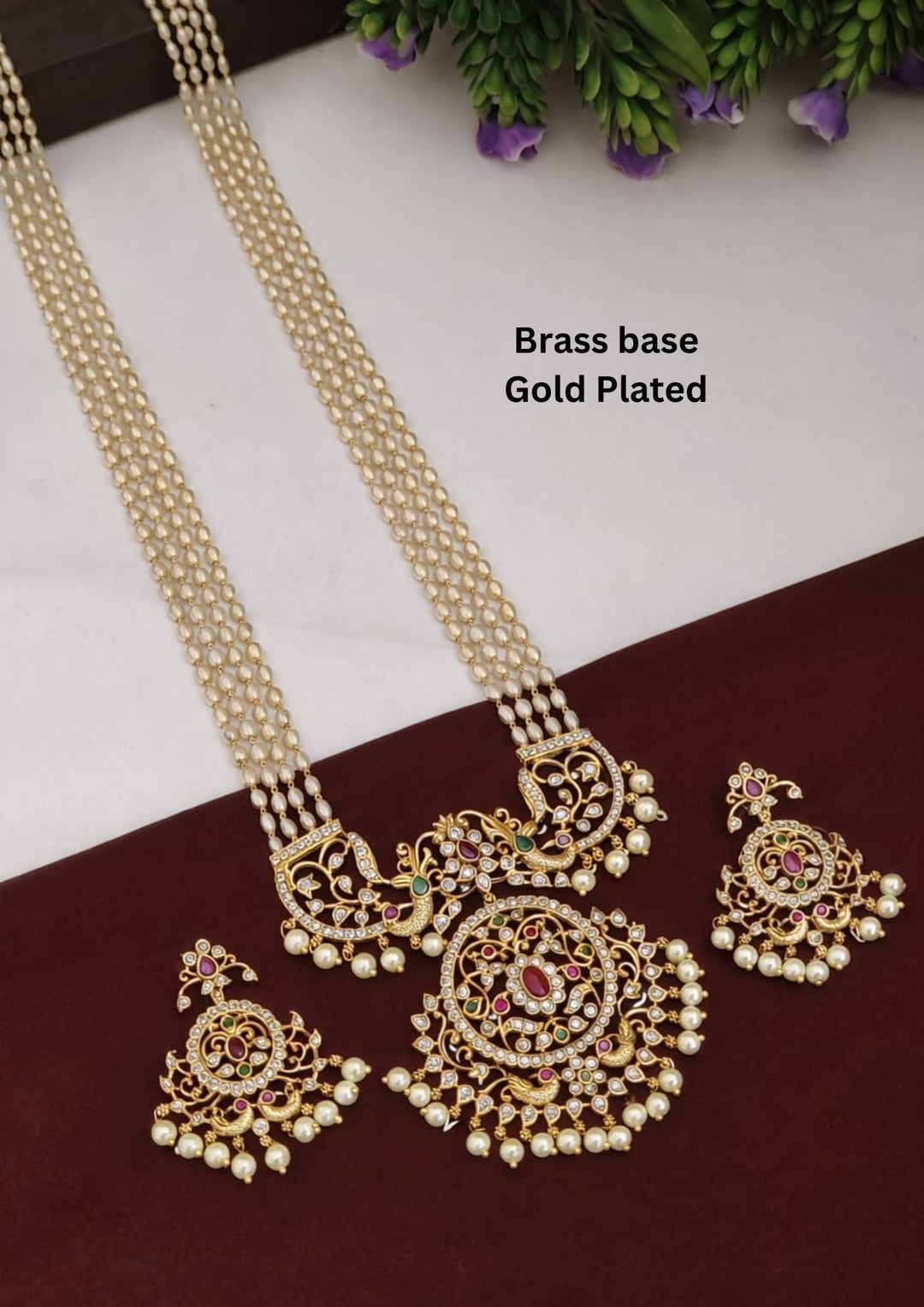 Guttapusalu Gold Plated Necklace set for wedding and festivals