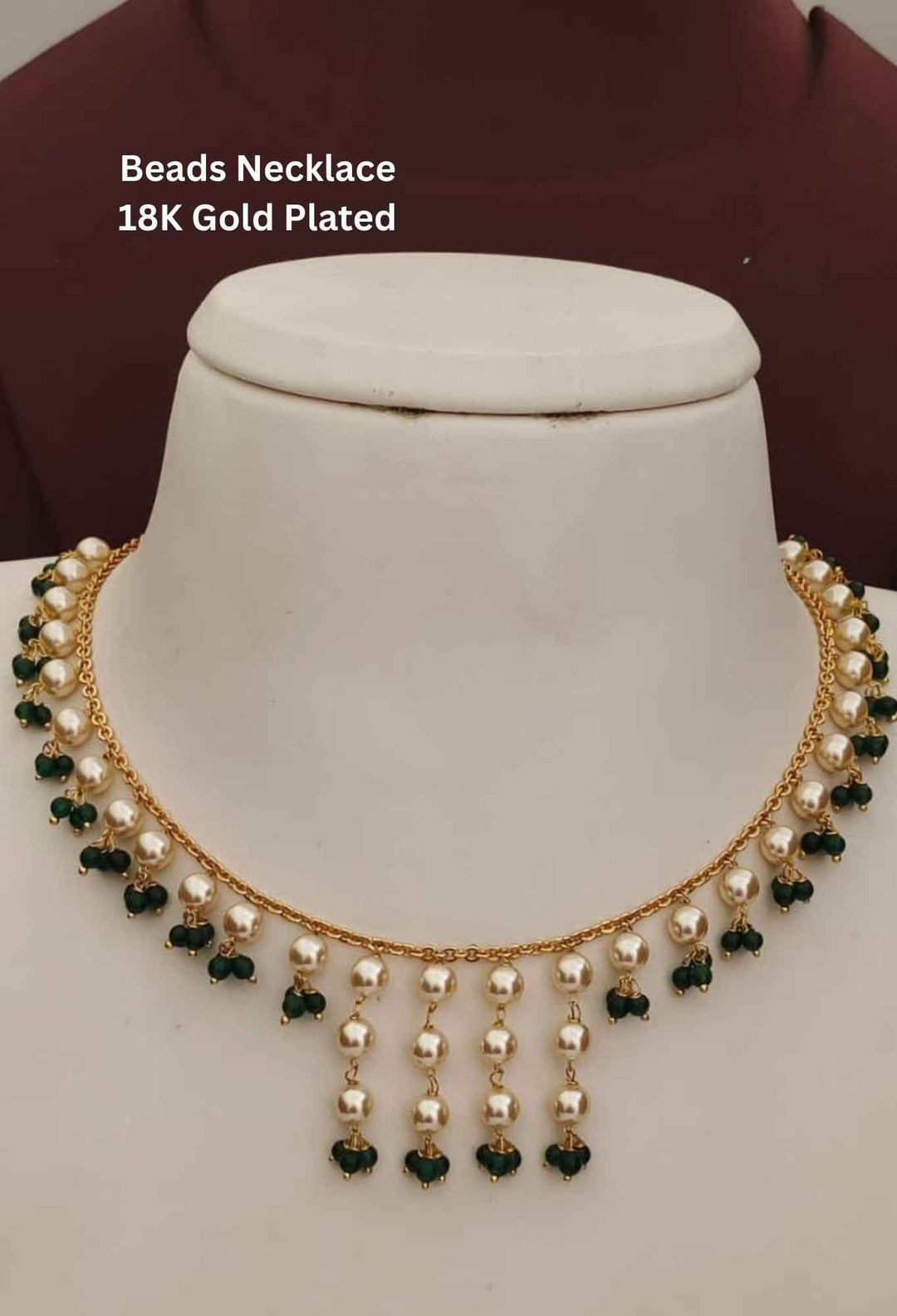 Beads necklace with gold plating