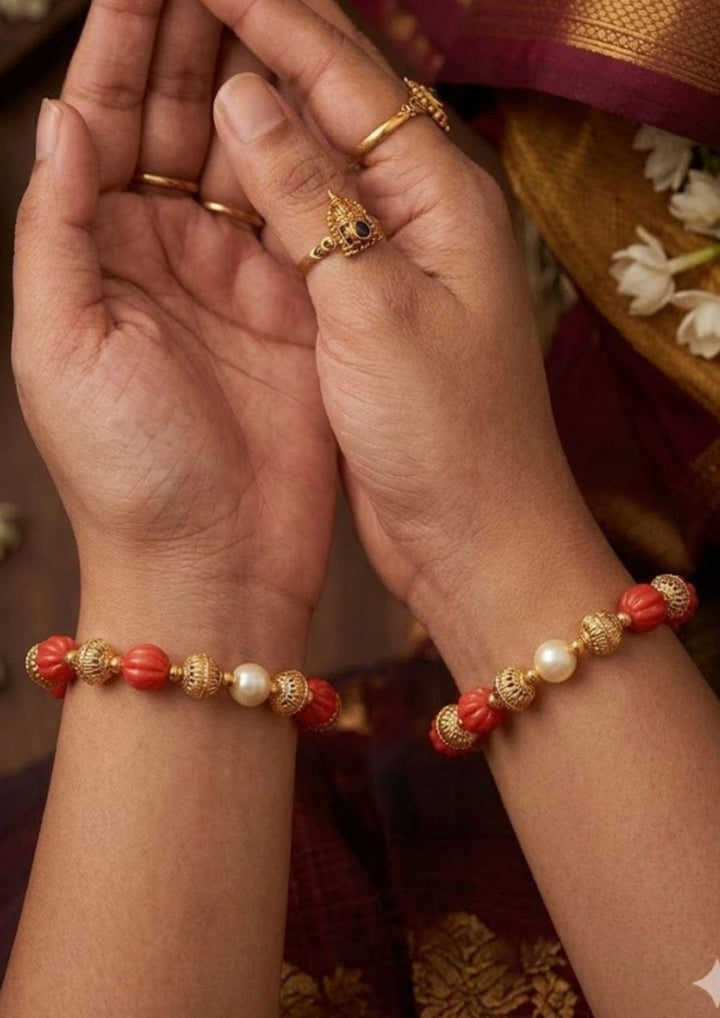 Kundan coral beads bracelet