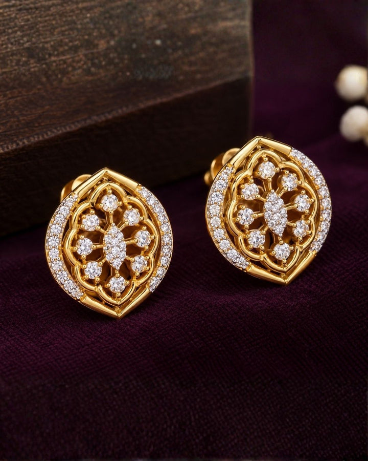 Elegant gold plated mangalsutra set with zircon diamond pendant, matching earrings and premium black bead chain.erfect for everyday elegance.