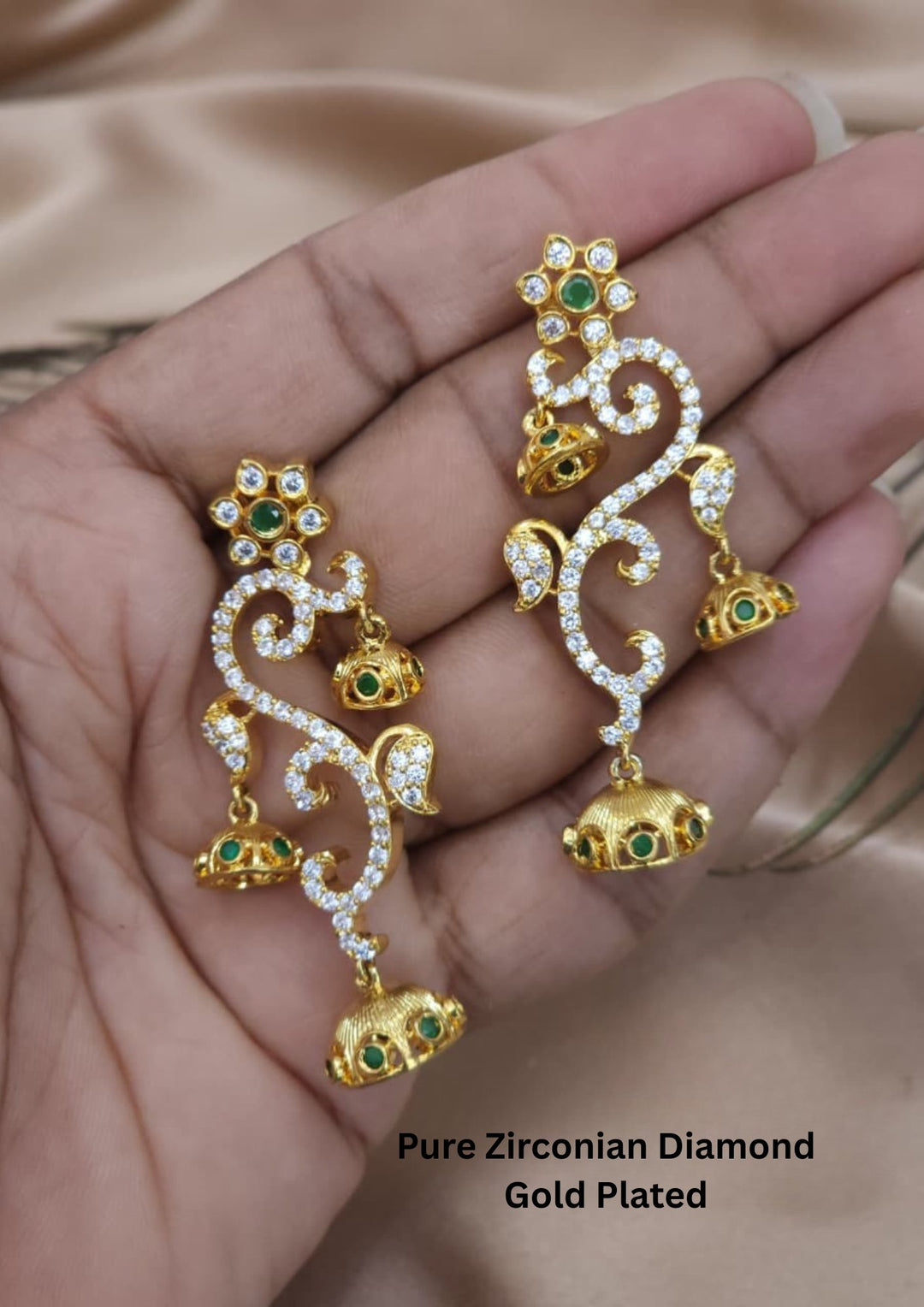 Gold Plated diamond earrings for traditonal and trendy vibes