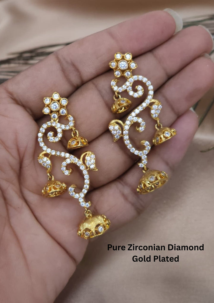 Gold Plated diamond earrings for traditonal and trendy vibes