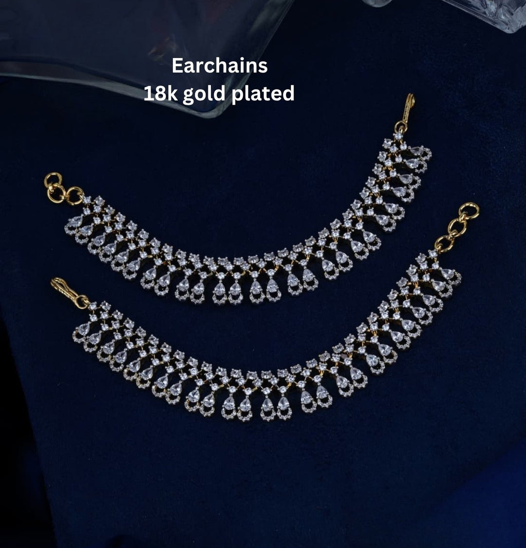 Gold Plated Diamond Earchains 