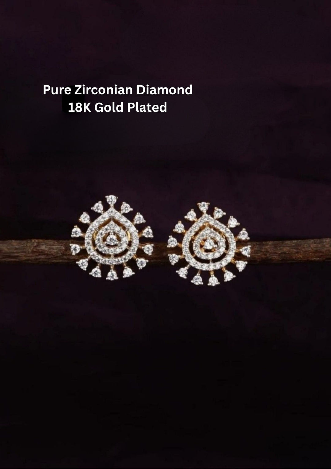 Pure Zirconia Diamond Gold Plated Exquisite Earrings