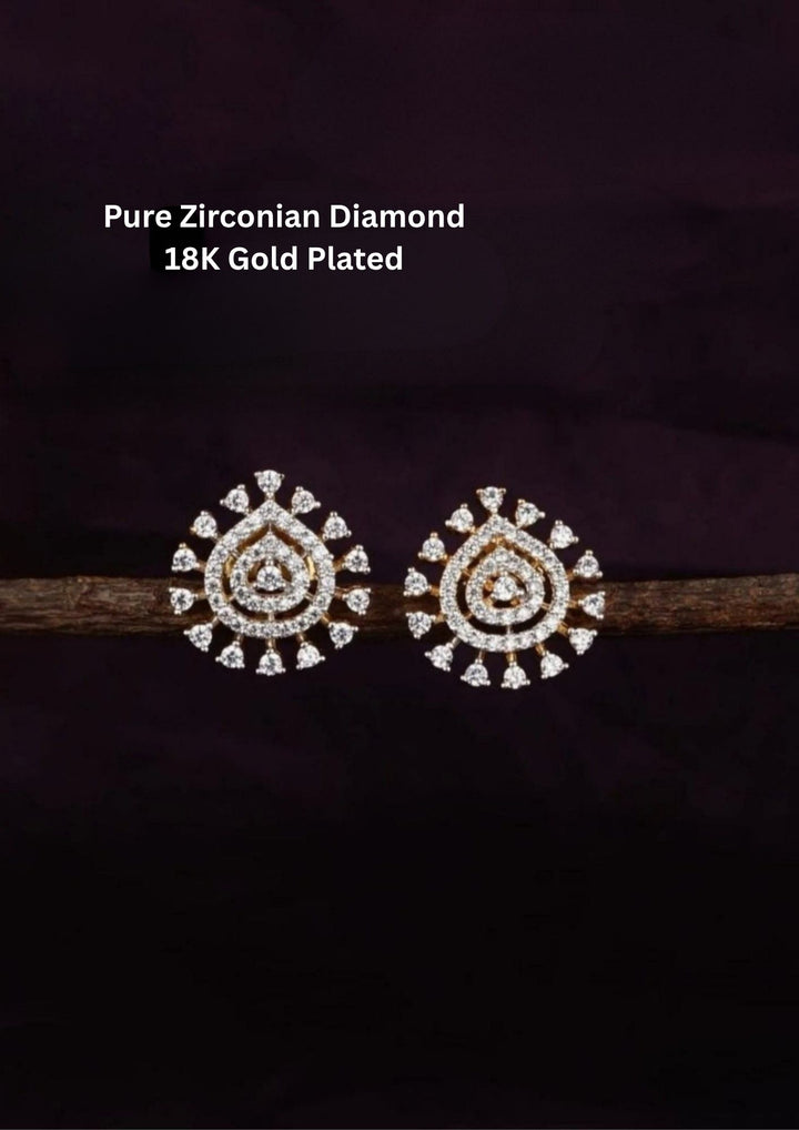 Pure Zirconia Diamond Gold Plated Exquisite Earrings
