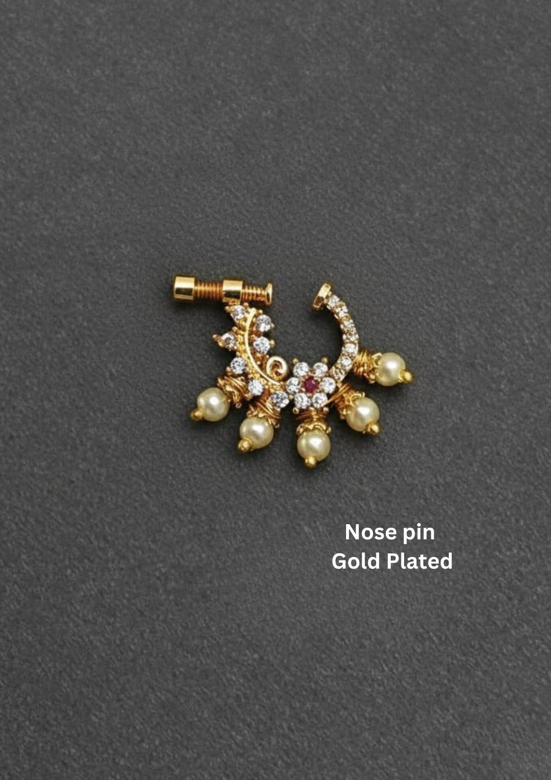 Gold Plated Pure zirconian diamond Nose pin for dailywear 