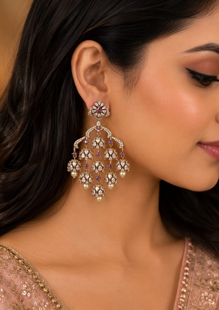 Close-up of a woman wearing ornate earrings 