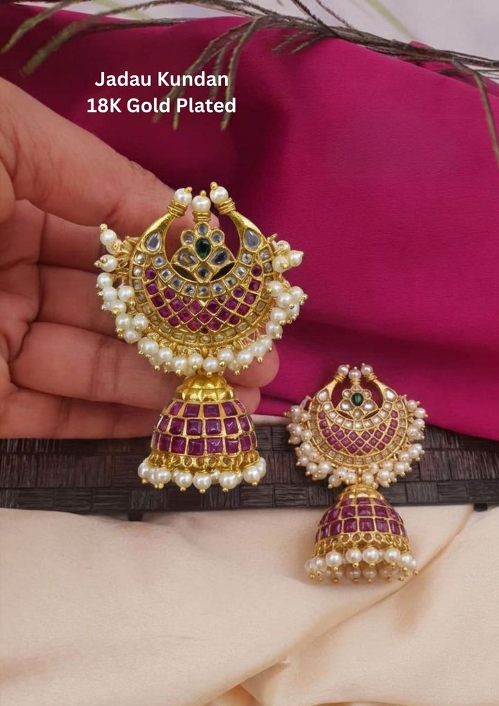 Jadau kundan gold plated earrings