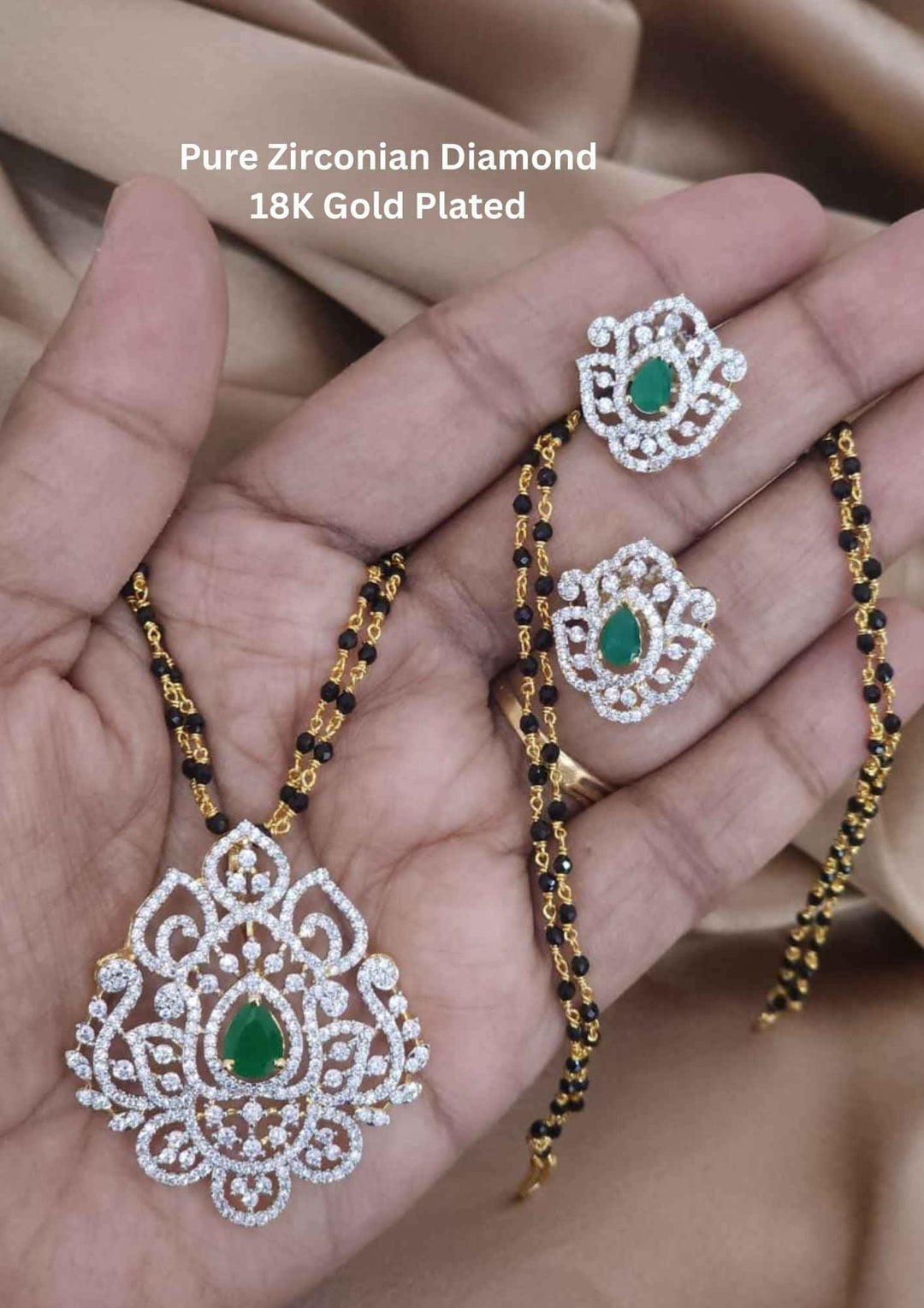 Earrings and necklace set with zirconia stones