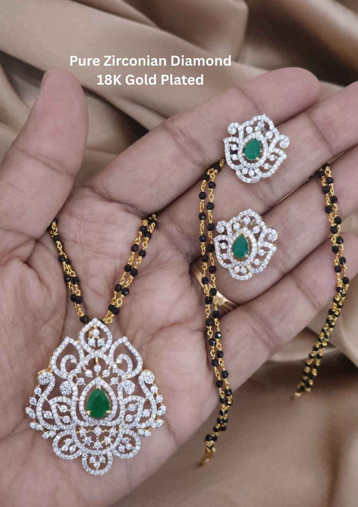 Earrings and necklace set with zirconia stones