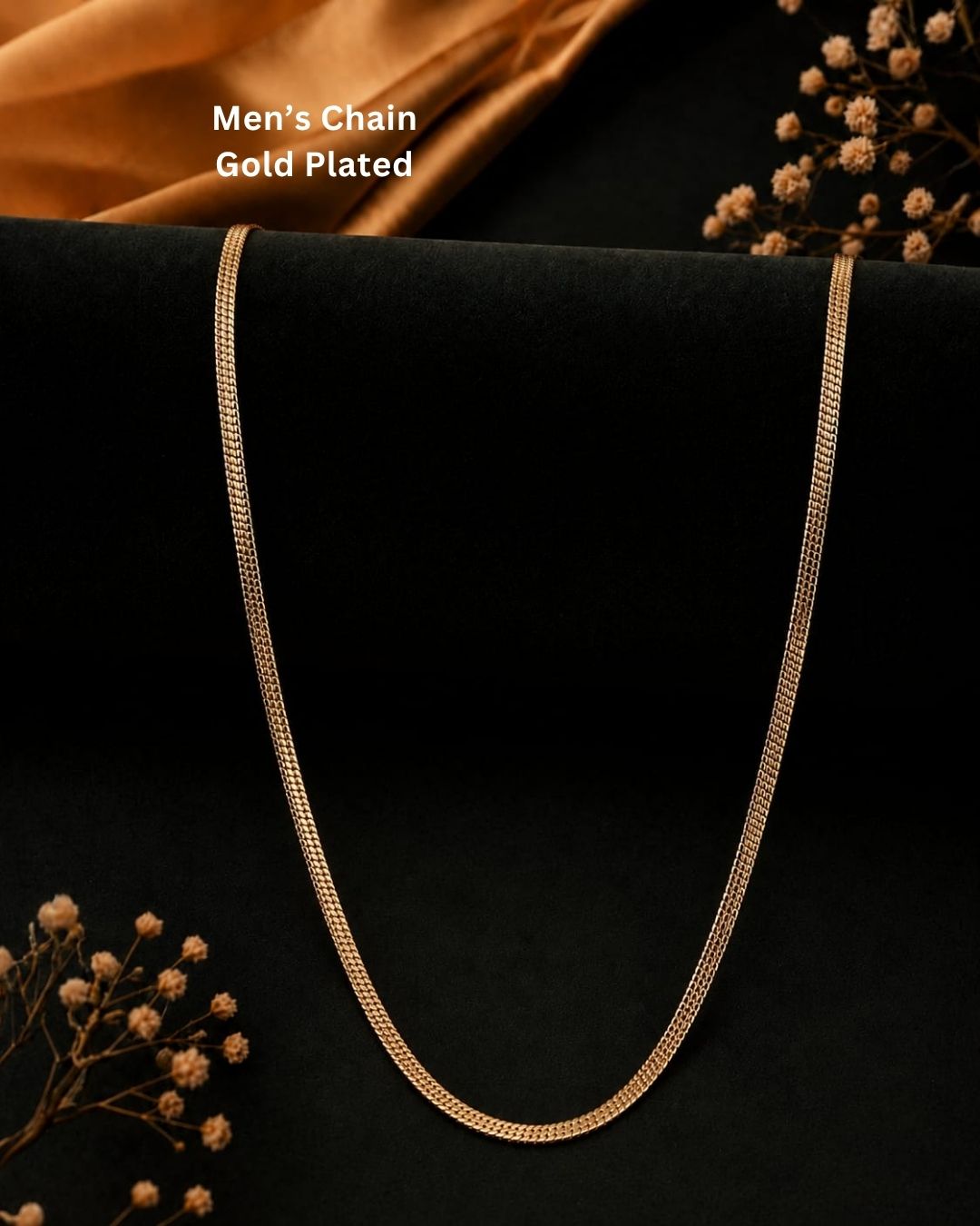 Beautiful sleek gold plated snake chain necklace with a smooth woven texture. Perfect for daily wear, layering with pendants, traditional outfits, festive occasions, and gifting.