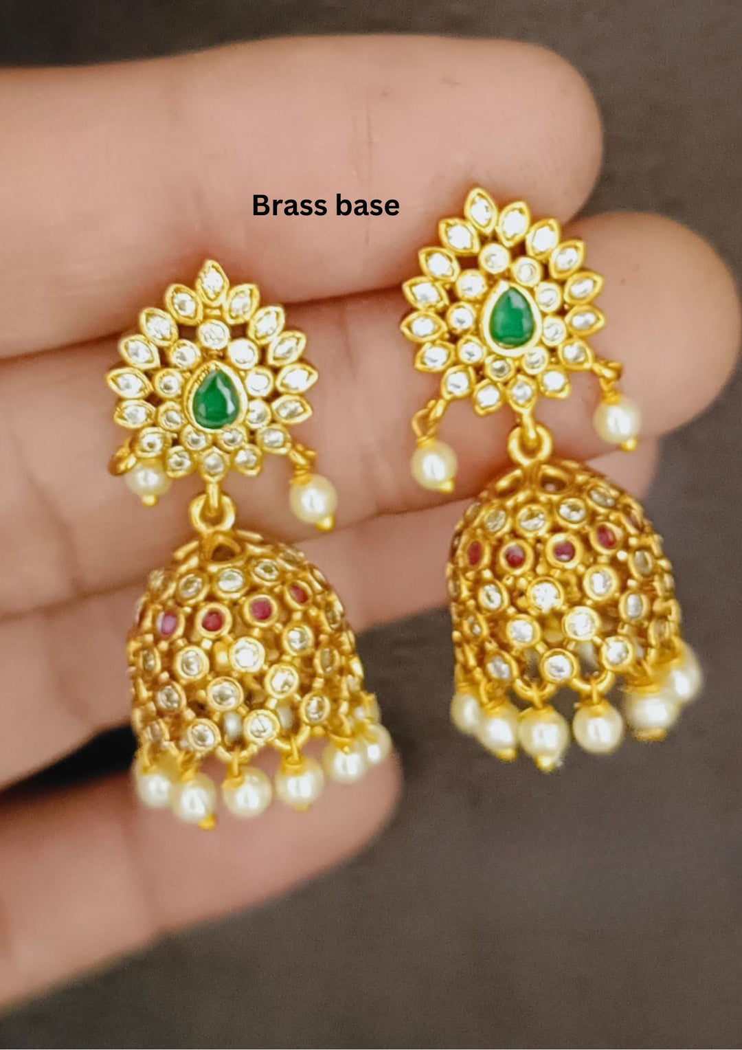 Emerald jhumkas