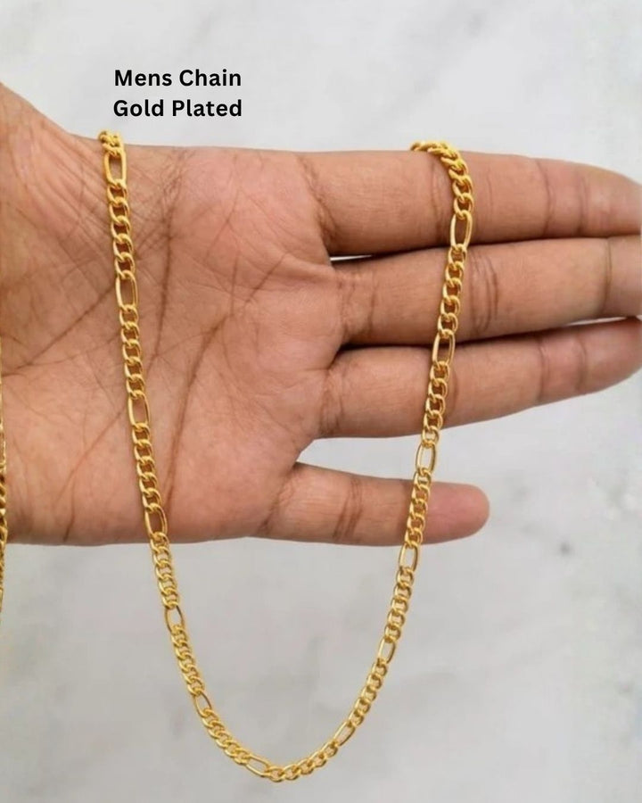Close up of south indian men wrist wearing An elegant, sleek 18k gold-plated bracelet  features a continuous, sophisticated pattern of repeating cylindrical bar links seamlessly interconnected with small circular loops, offering a clean and polished modern look. Perfect for daily wear or for pairing with your favorite pendant.