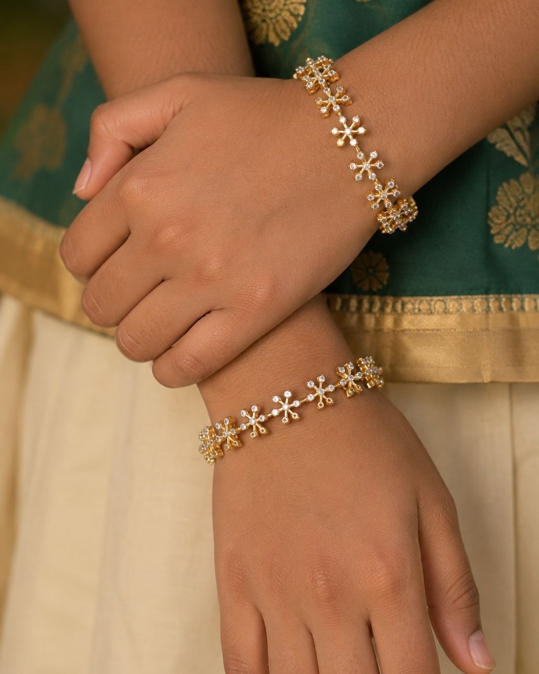 zircon diamond Gold Plated Amora Bangles (set of 2)