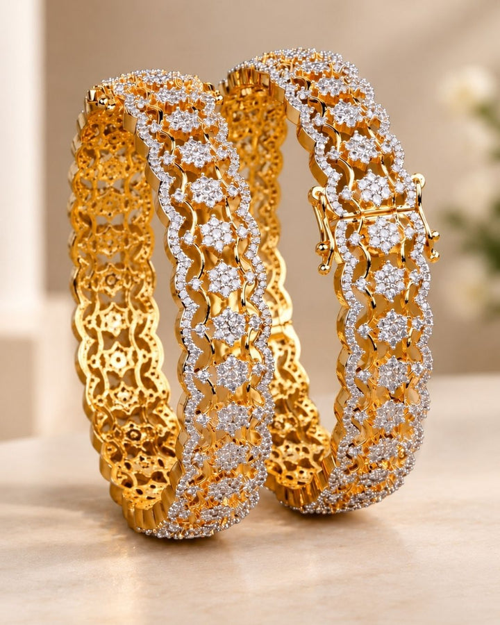 Gold plated Openable Bangles zircon diamond looks very classy and shown in picture very detailed how it look and can be use for festivals , weeding&