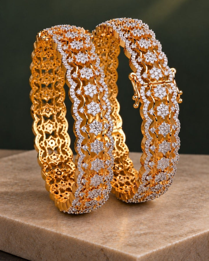 Gold plated Openable Bangles zircon diamond looks very classy and shown in picture very detailed how it look and can be use for festivals , weeding&